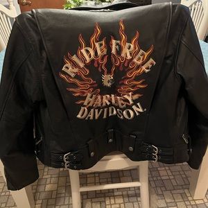 Harley Davidson Flame ‘Ride Free’ leather jacket.